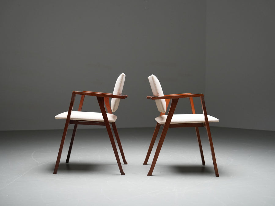 Two 'Luisa' Armchairs by Franco Albini in Oak, Metal and Fabric, Italy, 1949