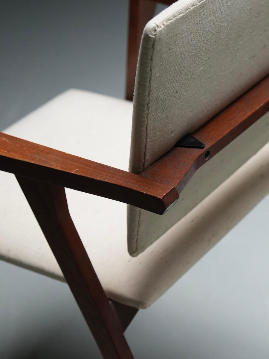 Two 'Luisa' Armchairs by Franco Albini in Oak, Metal and Fabric, Italy, 1949