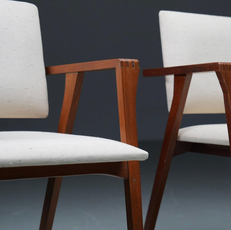 Two 'Luisa' Armchairs by Franco Albini in Oak, Metal and Fabric, Italy, 1949