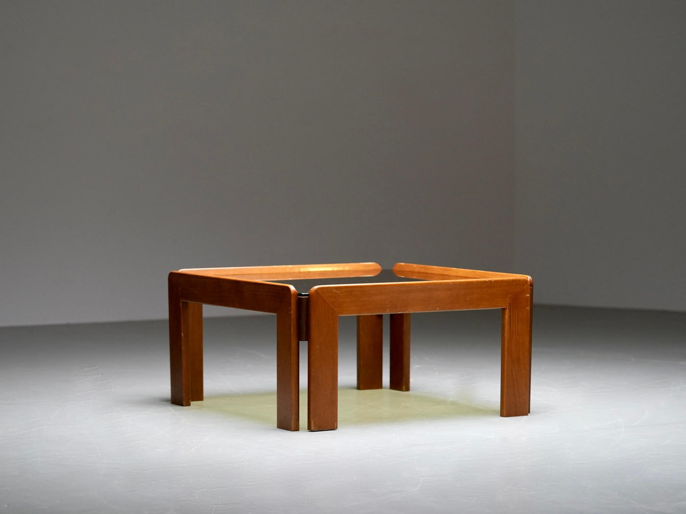 Afra and Tobia Scarpa Coffee Table in Walnut and Glass, Italy, 1960's