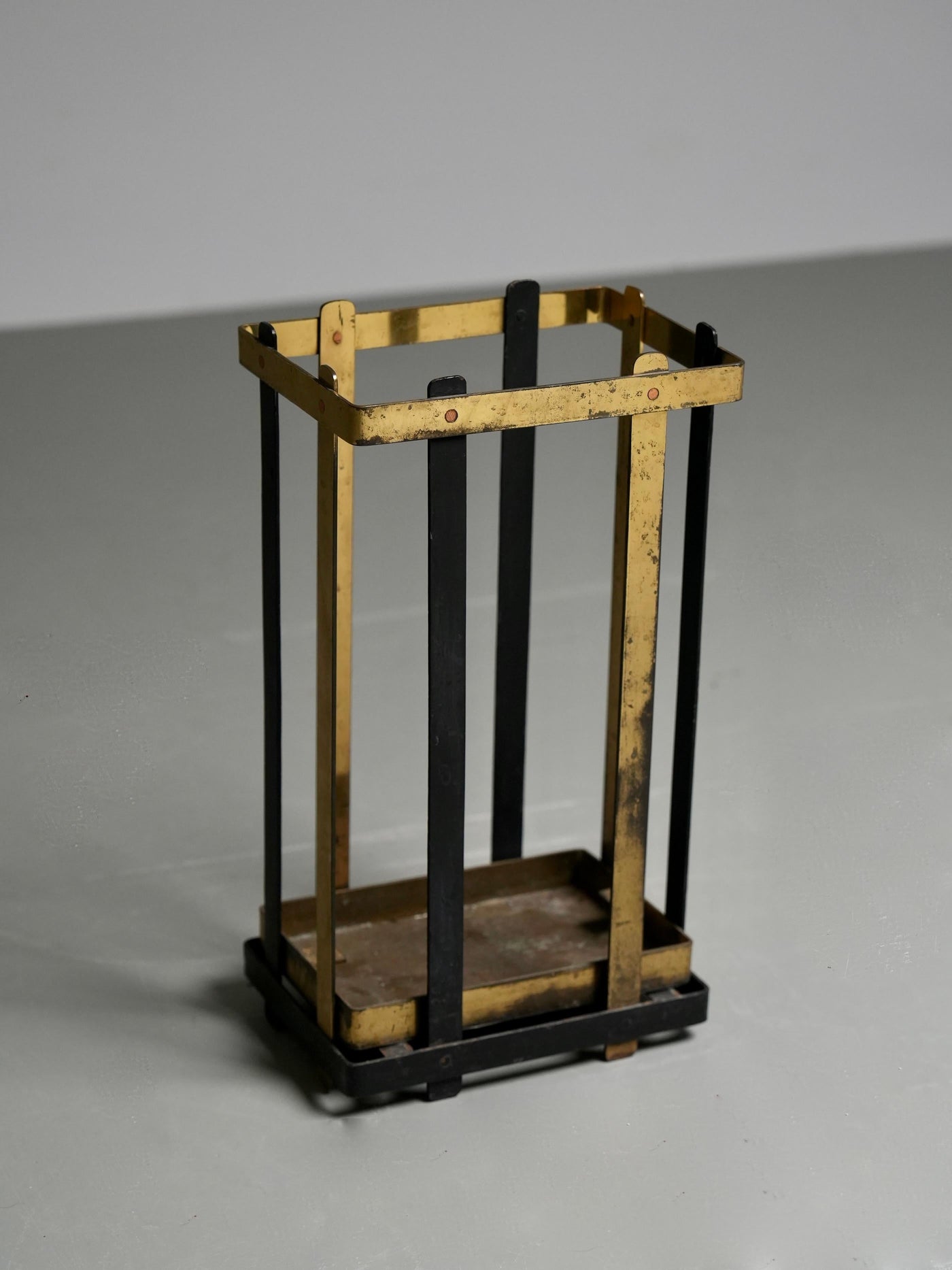 Umbrella Stand in Brass and Metal, Italy, 1950's