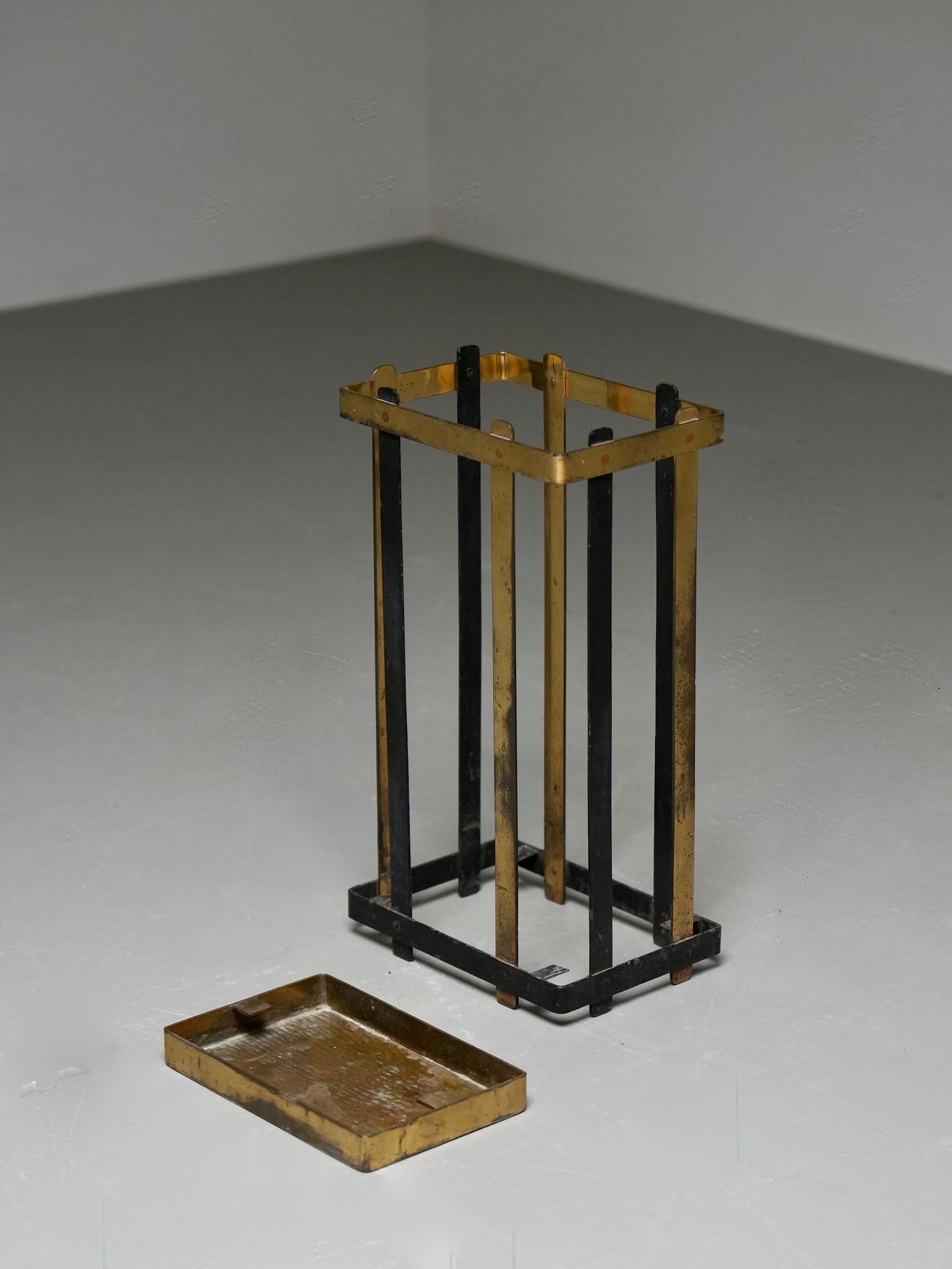 Umbrella Stand in Brass and Metal, Italy, 1950's