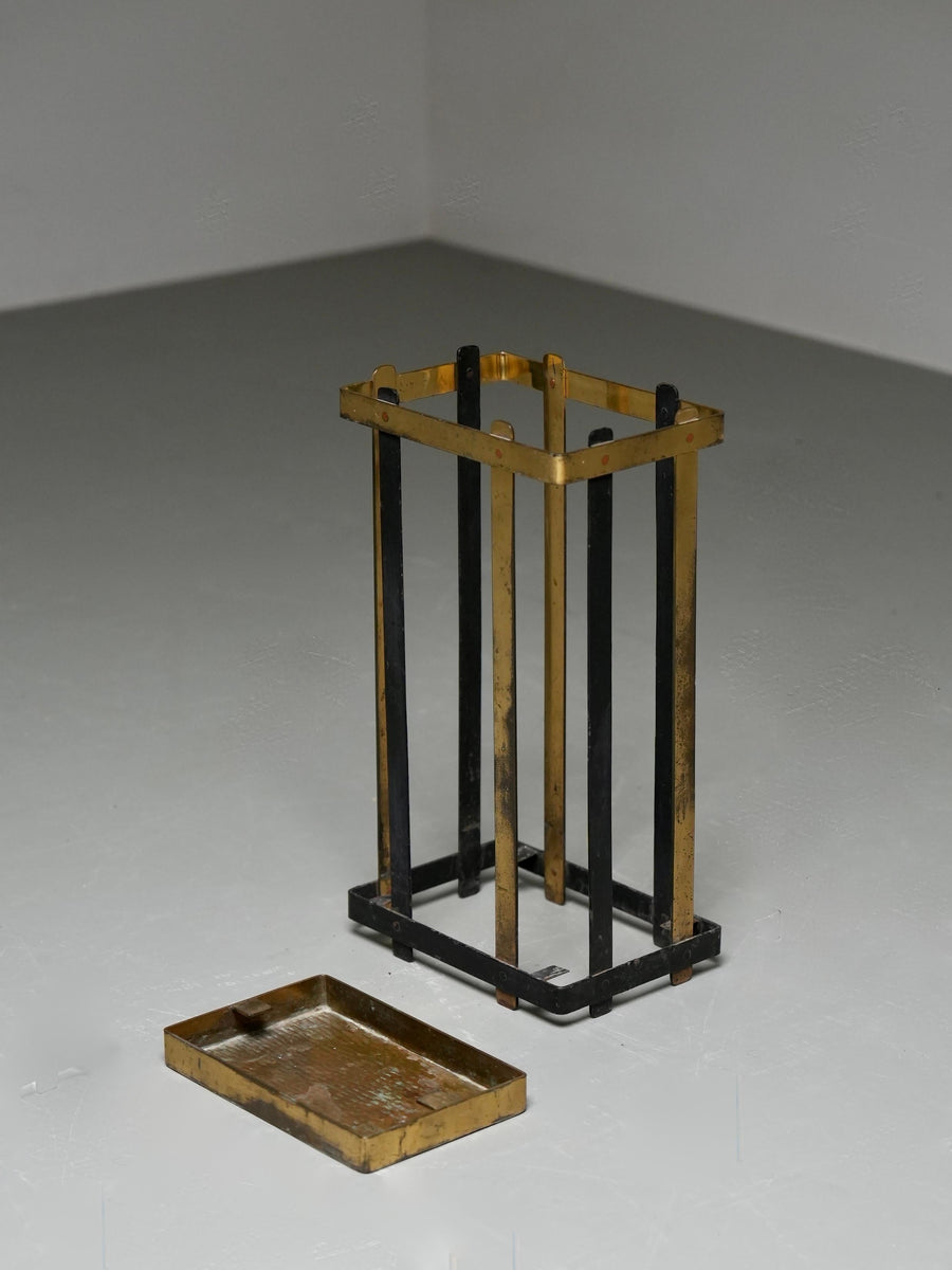 Umbrella Stand in Brass and Metal, Italy, 1950's
