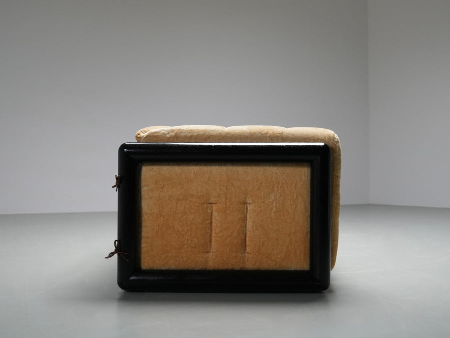 Carlo Scarpa 'Cornaro' Love Seat in Iroko Wood for Simon, Italy, 1970's