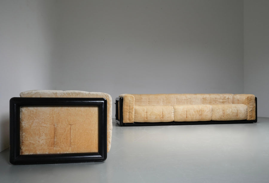 Carlo Scarpa 'Cornaro' Love Seat in Iroko Wood for Simon, Italy, 1970's