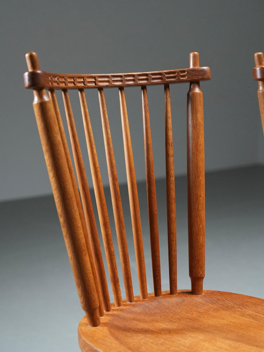Set of 4 Spindle-Back Chairs in Oak by 'De Ster' Gelderland, 1960's