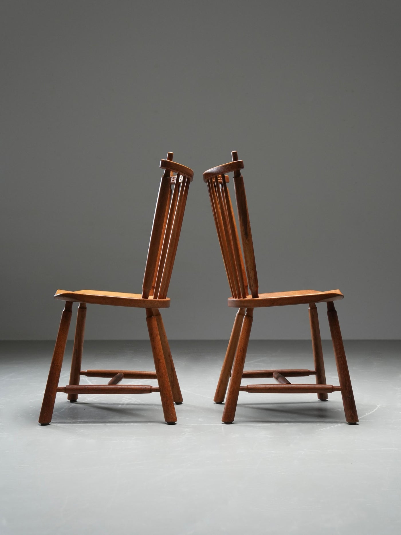 Set of 4 Spindle-Back Chairs in Oak by 'De Ster' Gelderland, 1960's