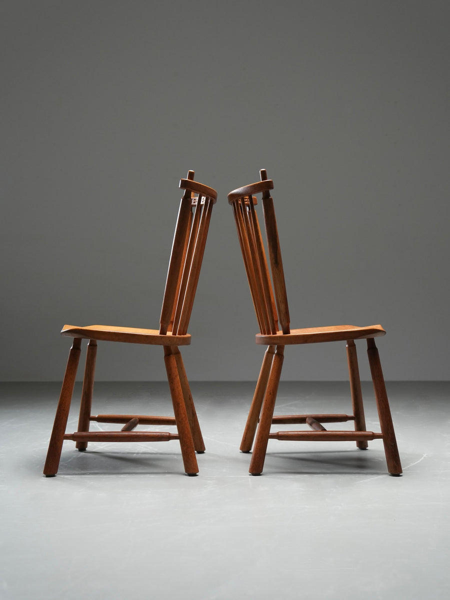 Set of 4 Spindle-Back Chairs in Oak by 'De Ster' Gelderland, 1960's