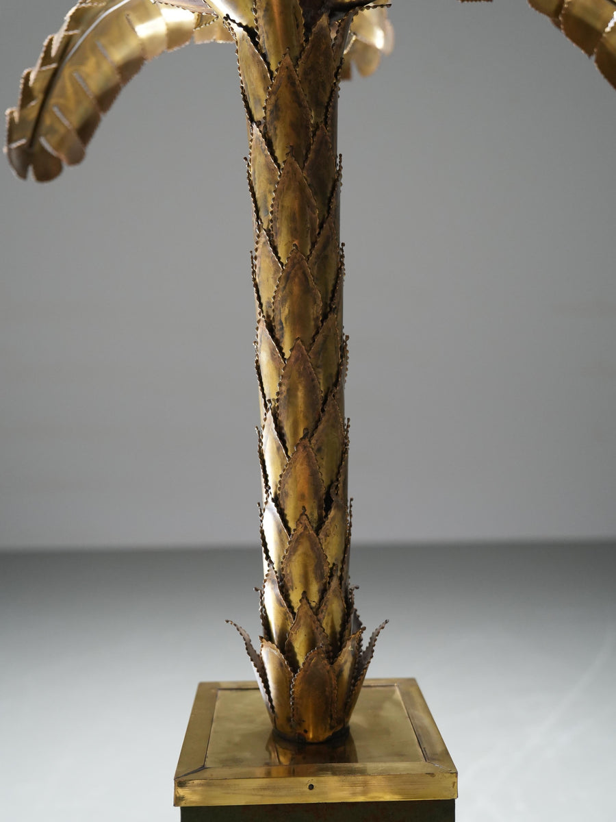 Christian Techoueyres for Maison Jansen Palm Lamp in Brass, France, 1970's