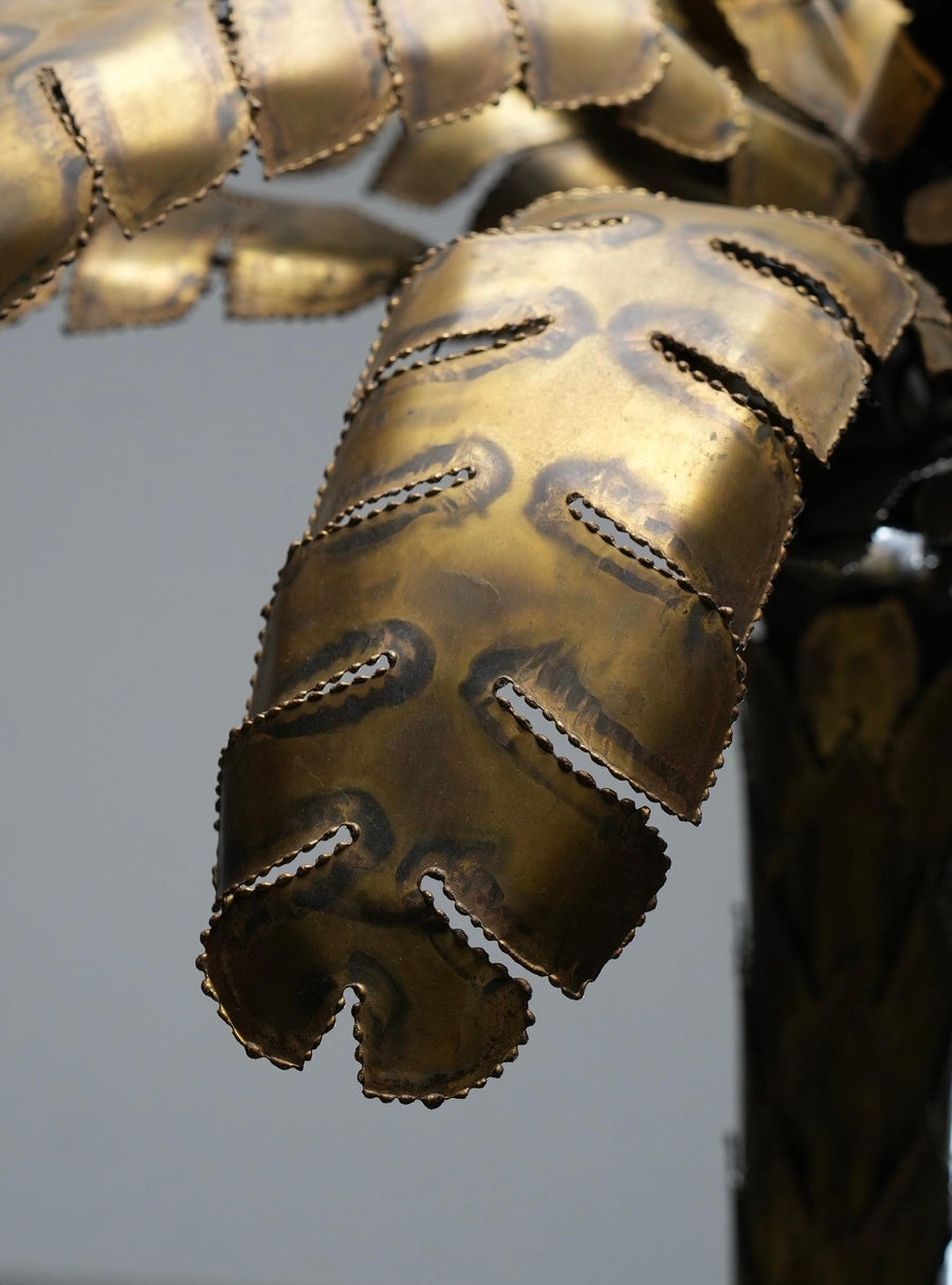 Christian Techoueyres for Maison Jansen Palm Lamp in Brass, France, 1970's