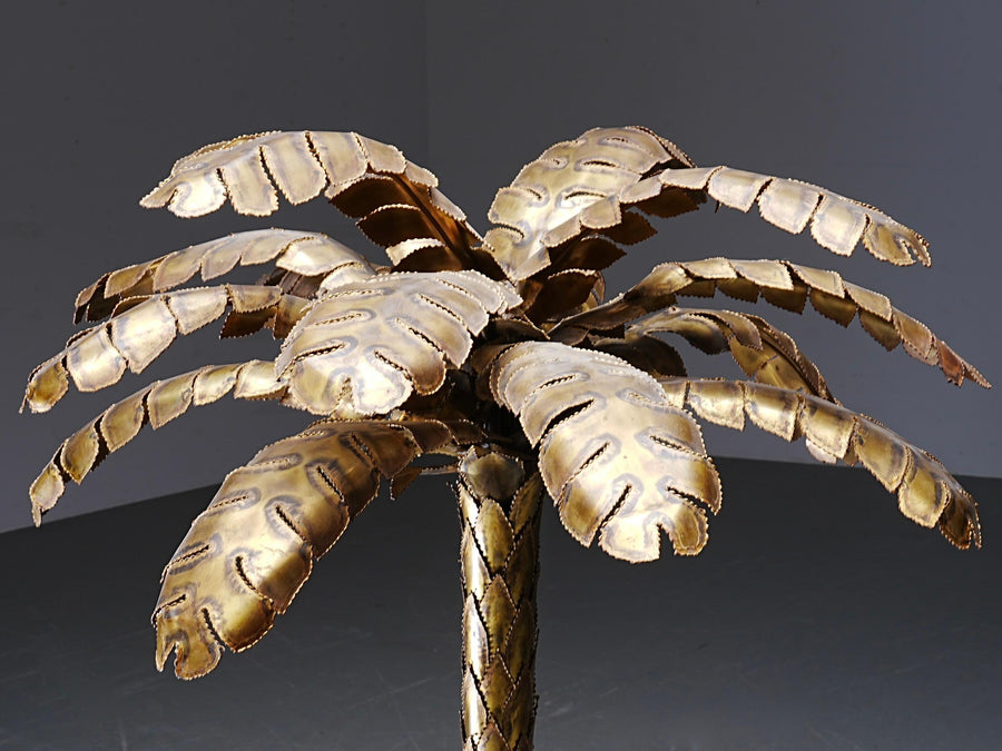 Christian Techoueyres for Maison Jansen Palm Lamp in Brass, France, 1970's