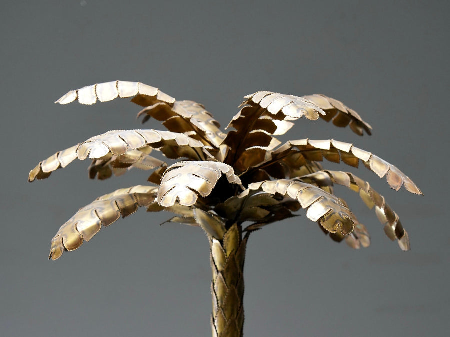 Christian Techoueyres for Maison Jansen Palm Lamp in Brass, France, 1970's