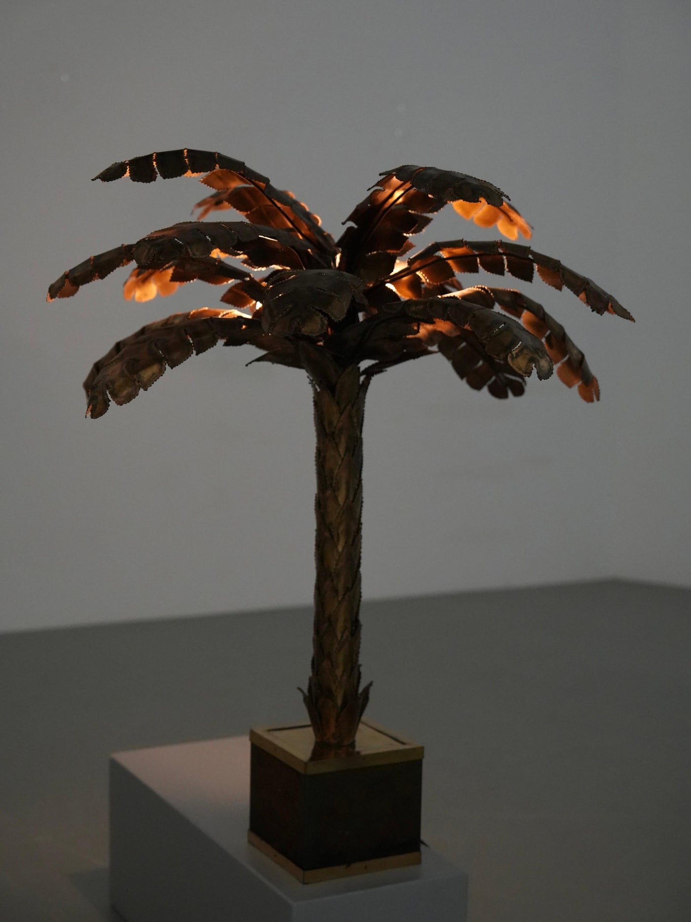 Christian Techoueyres for Maison Jansen Palm Lamp in Brass, France, 1970's