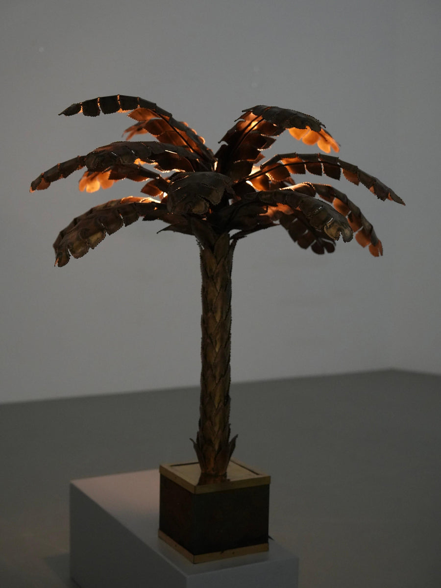 Christian Techoueyres for Maison Jansen Palm Lamp in Brass, France, 1970's