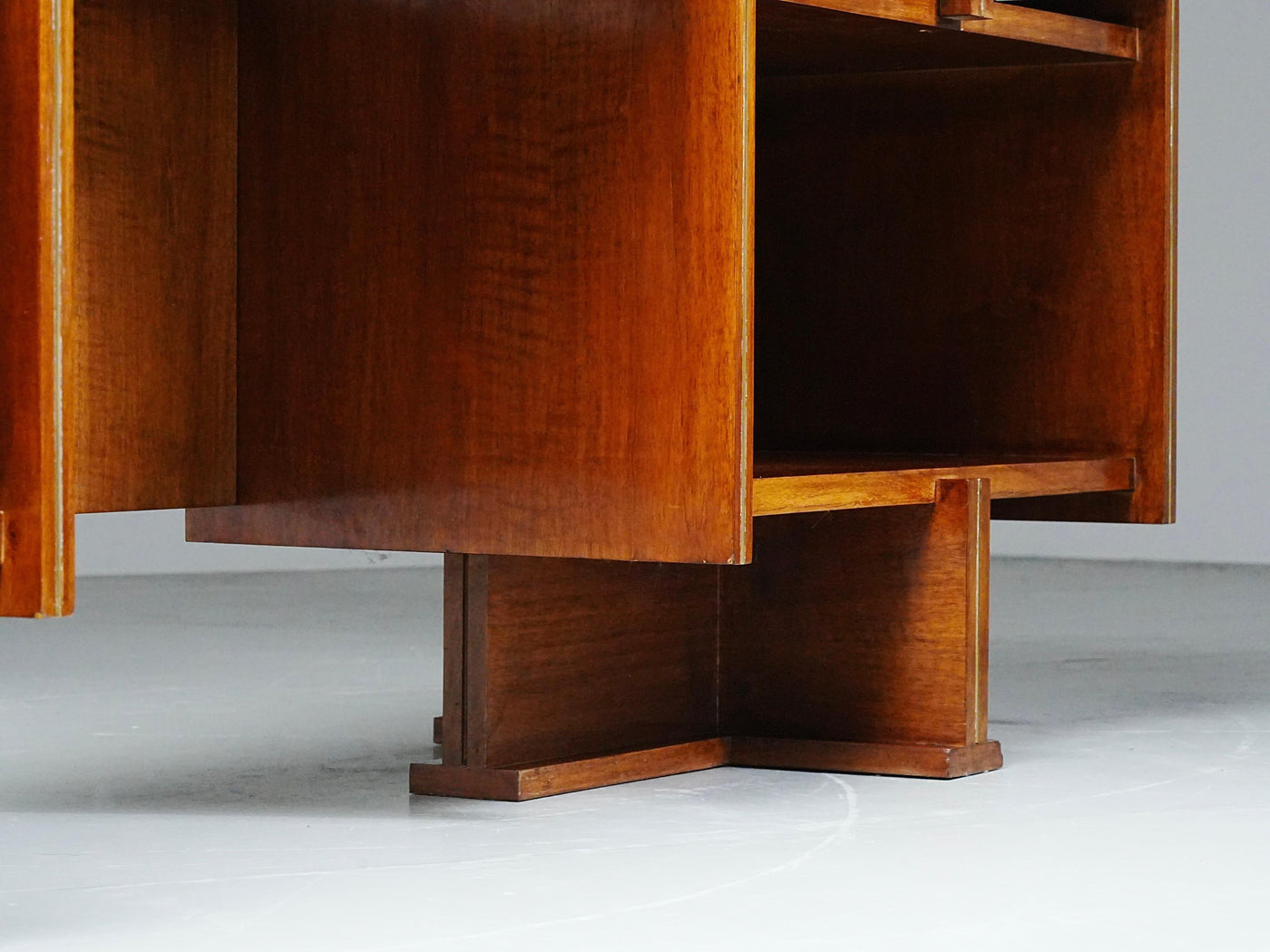 Italian Modernist Walnut and Brass Writing Desk, 1950s