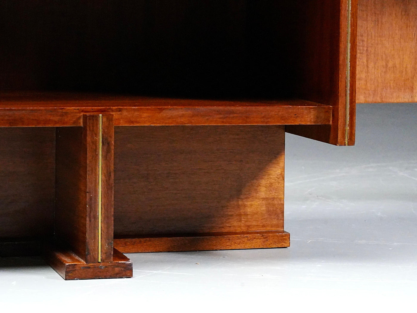 Italian Modernist Walnut and Brass Writing Desk, 1950s