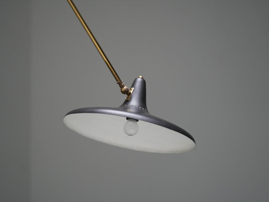 Stilnovo No 3030 Wall Light in Brass and black Metal, Italy, 1950's