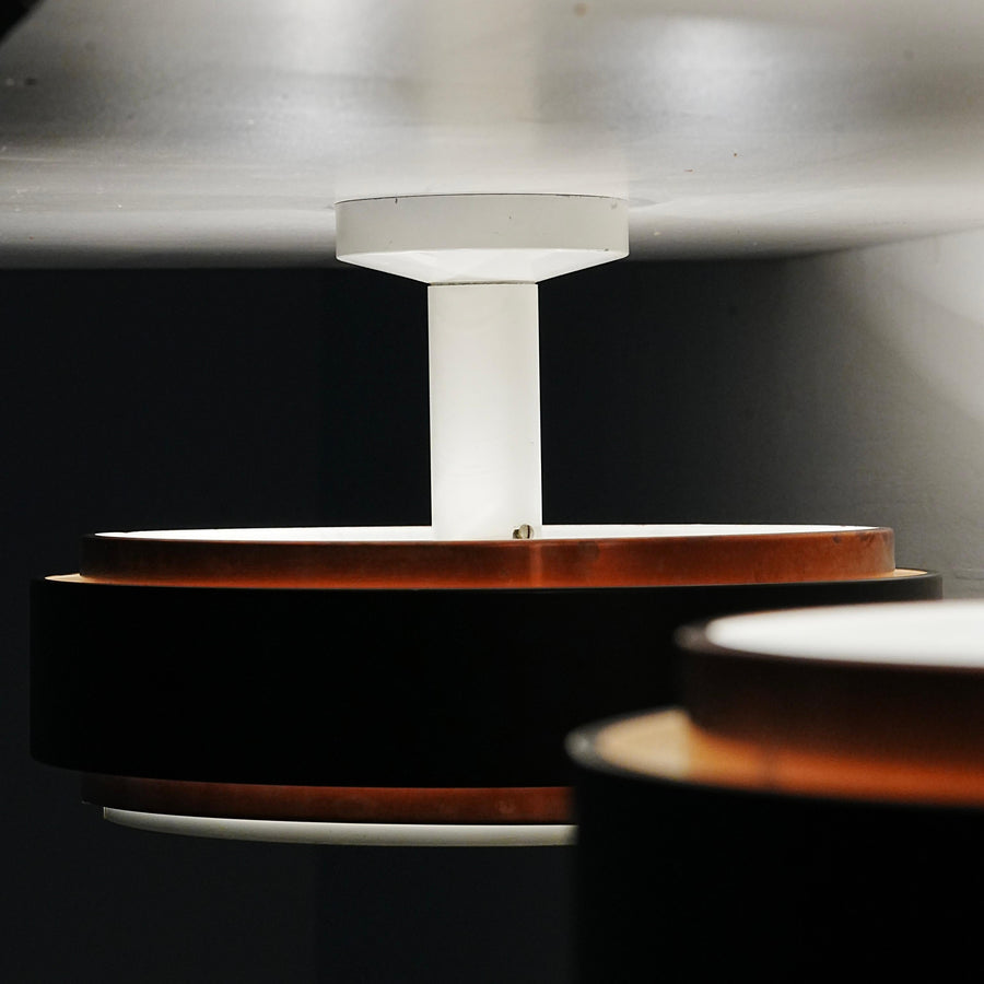 Set of 2 Ceiling Lamps in Copper and Metal, Northern Europe, 1960's