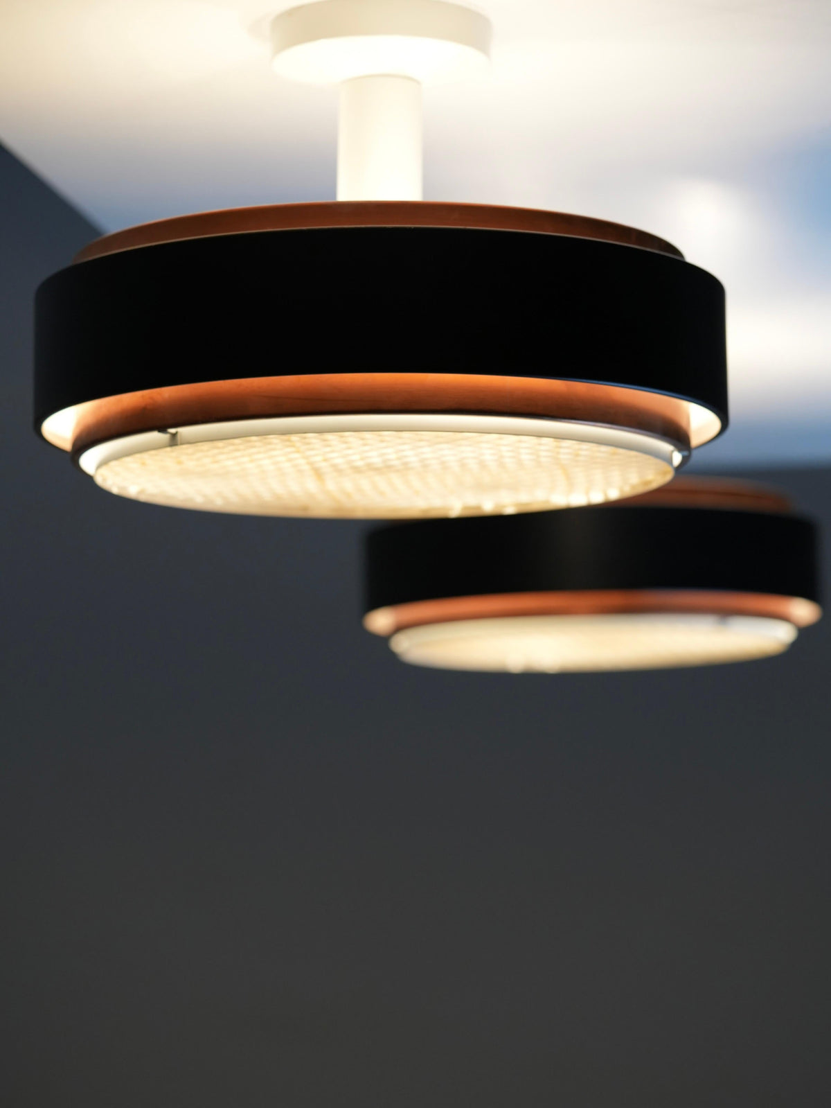 Set of 2 Ceiling Lamps in Copper and Metal, Northern Europe, 1960's