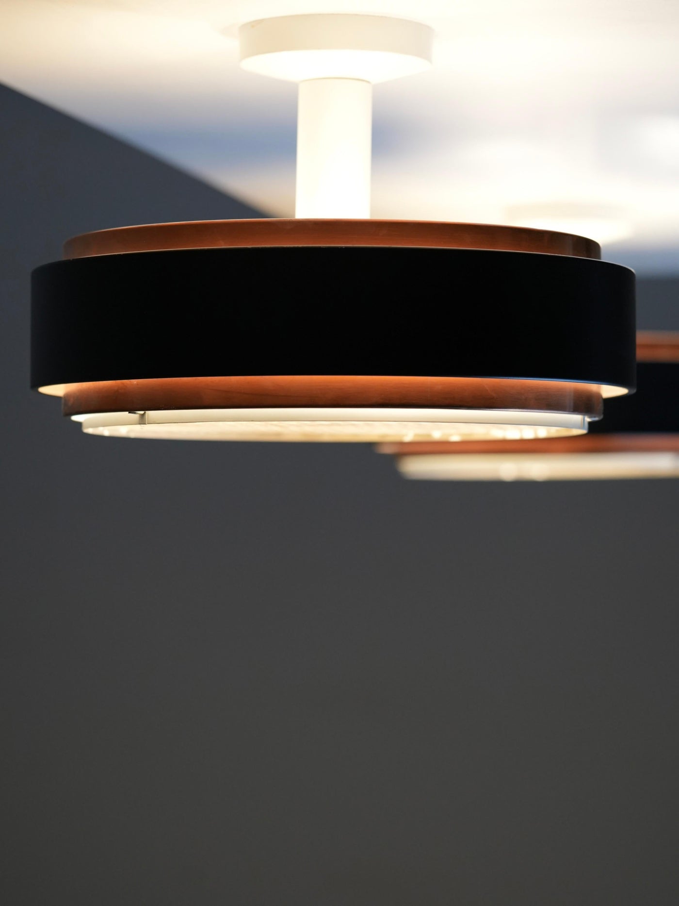 Set of 2 Ceiling Lamps in Copper and Metal, Northern Europe, 1960's