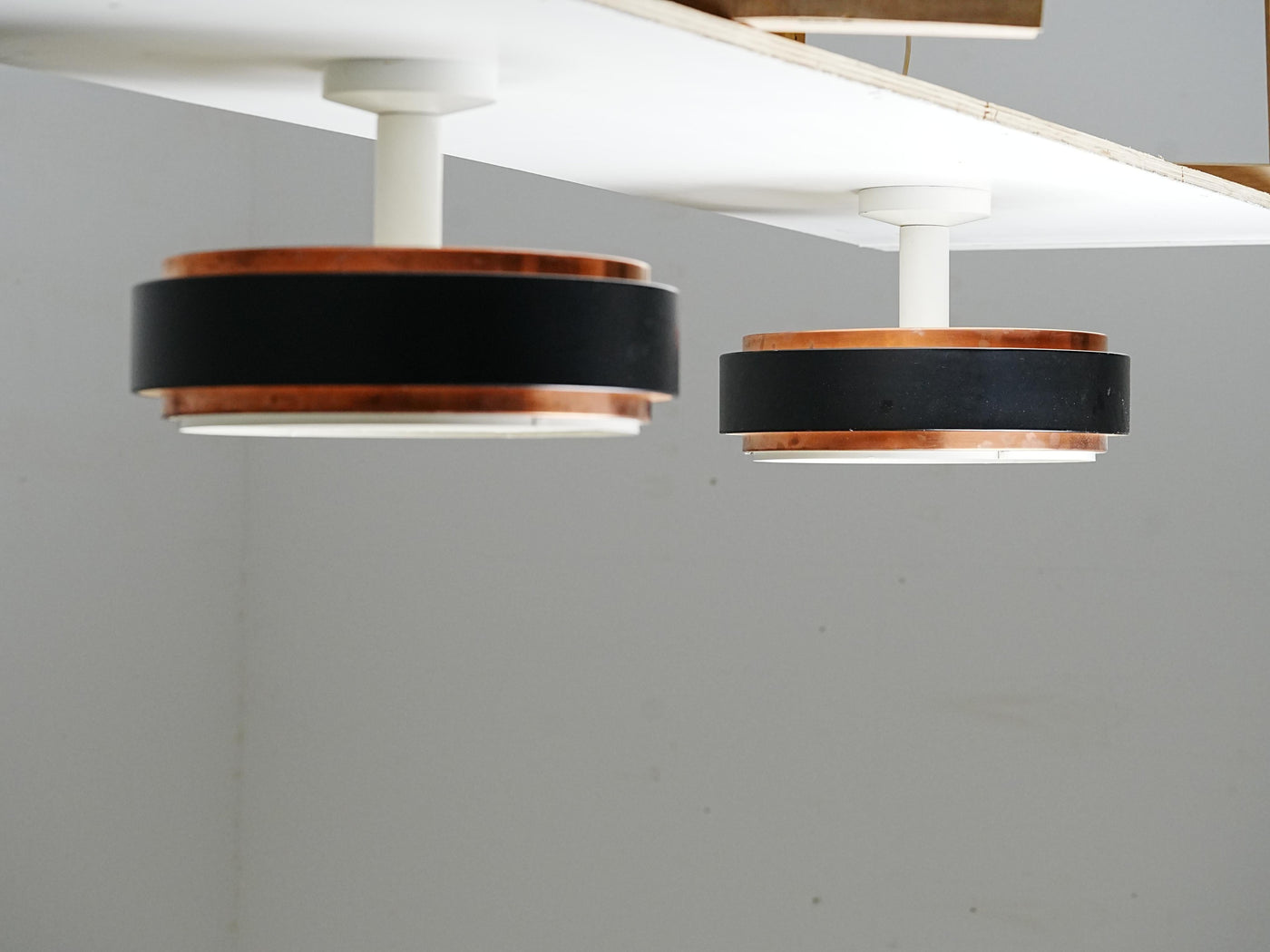 Set of 2 Ceiling Lamps in Copper and Metal, Northern Europe, 1960's