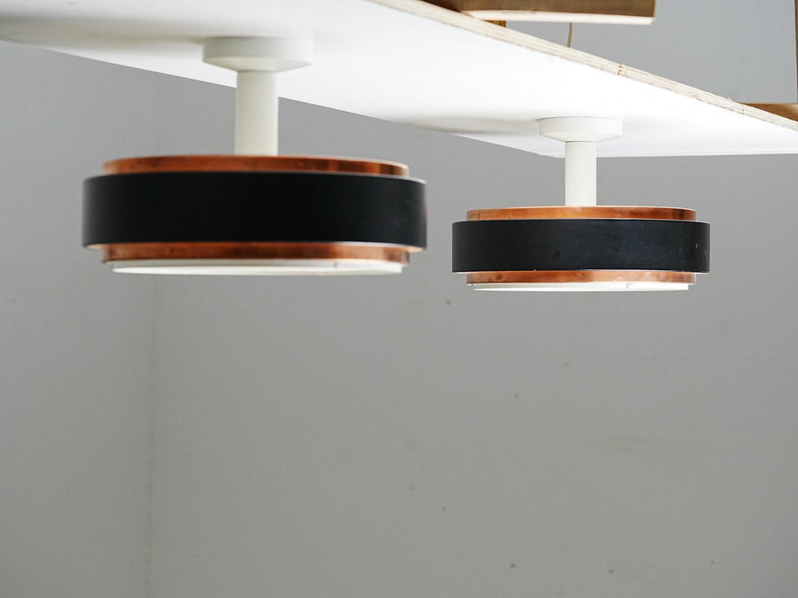 Set of 2 Ceiling Lamps in Copper and Metal, Northern Europe, 1960's
