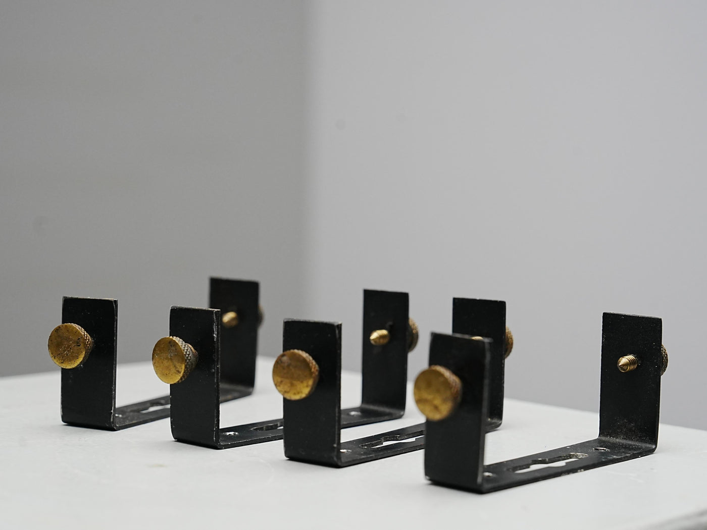 Set of 2 Wall Lights by Stilnovo (marked) in Metal and Brass, Italy, 1960's
