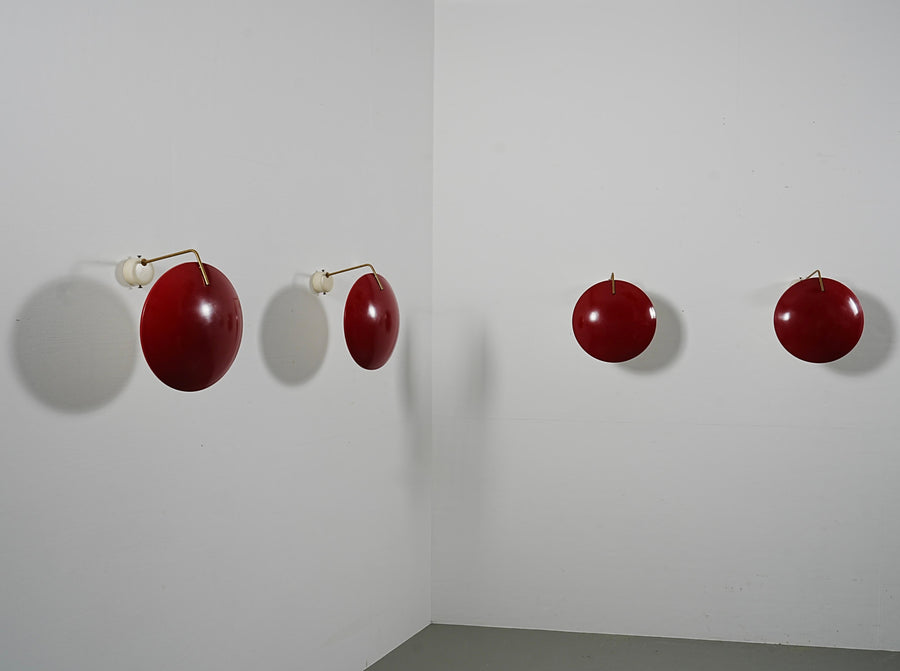 Set of 2 Wall Lights by Stilnovo (marked) in Metal and Brass, Italy, 1960's