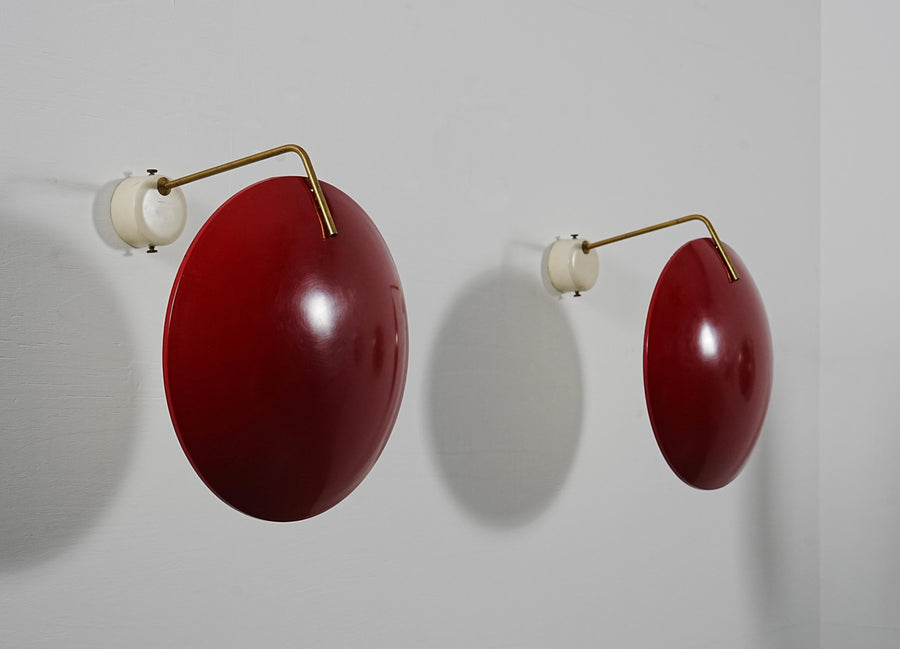 Set of 4 Wall Lights by Stilnovo (marked) in Metal and Brass, Italy, 1960's