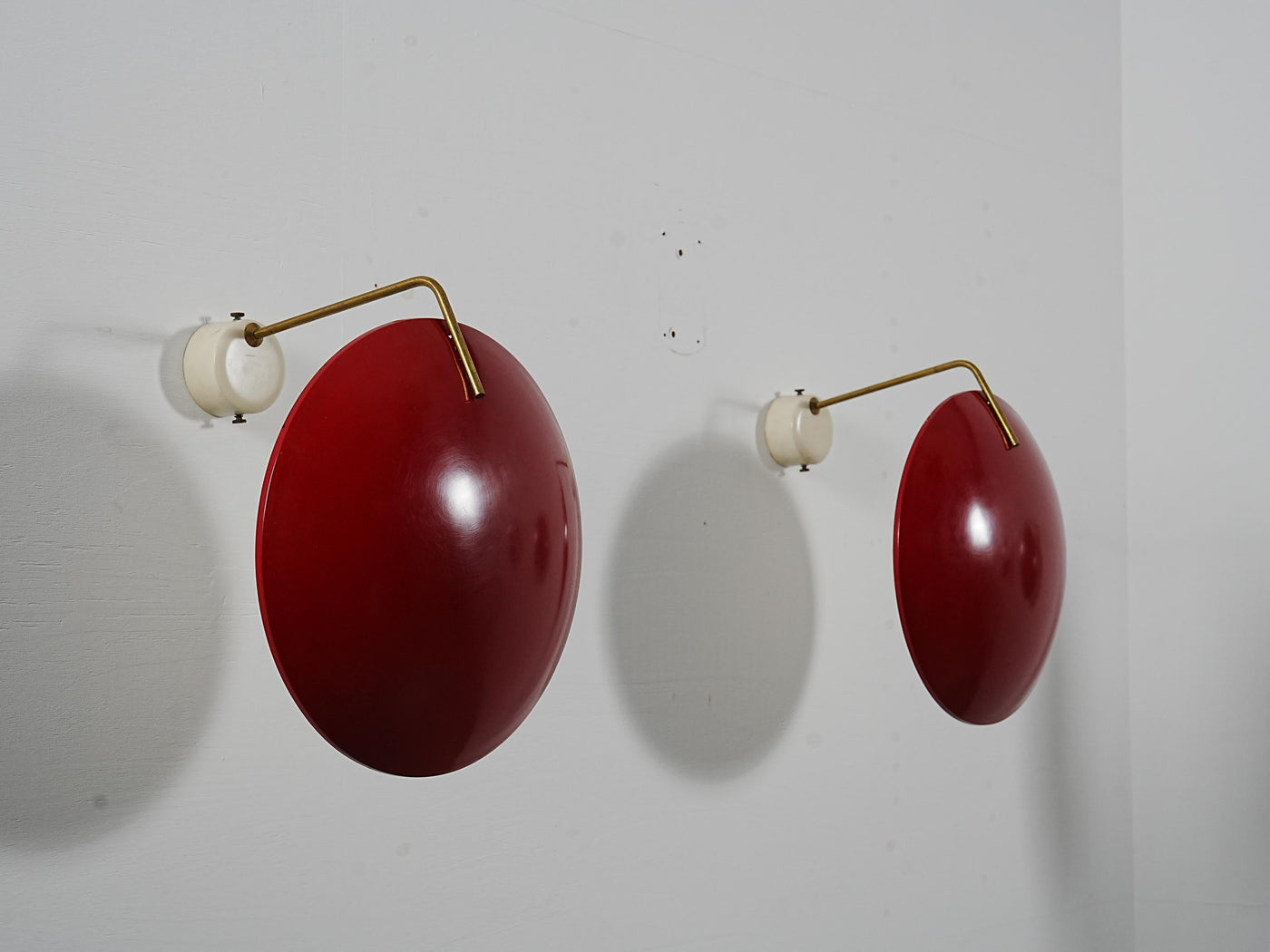 Set of 2 Wall Lights by Stilnovo (marked) in Metal and Brass, Italy, 1960's