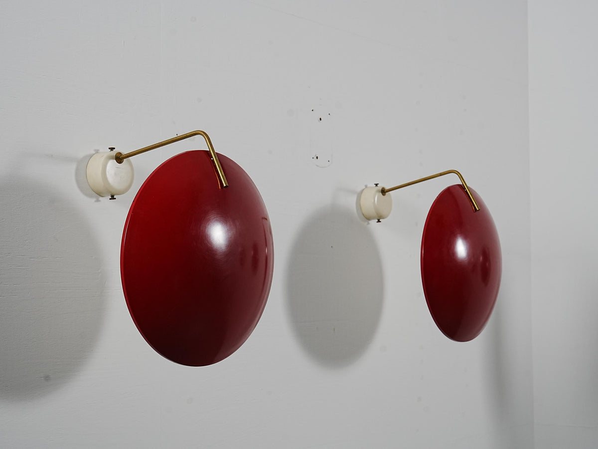Set of 2 Wall Lights by Stilnovo (marked) in Metal and Brass, Italy, 1960's