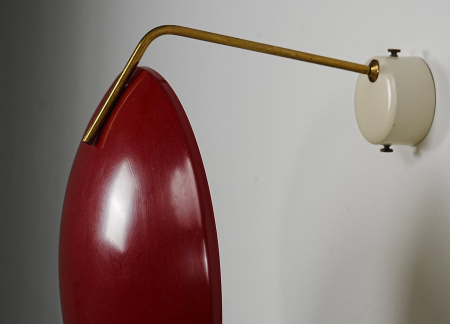 Set of 2 Wall Lights by Stilnovo (marked) in Metal and Brass, Italy, 1960's