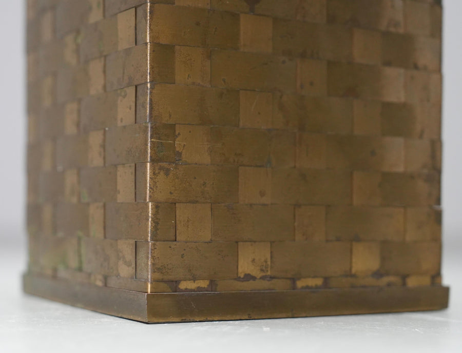 Umbrella Stand in woven Brass, Italy, 1950's