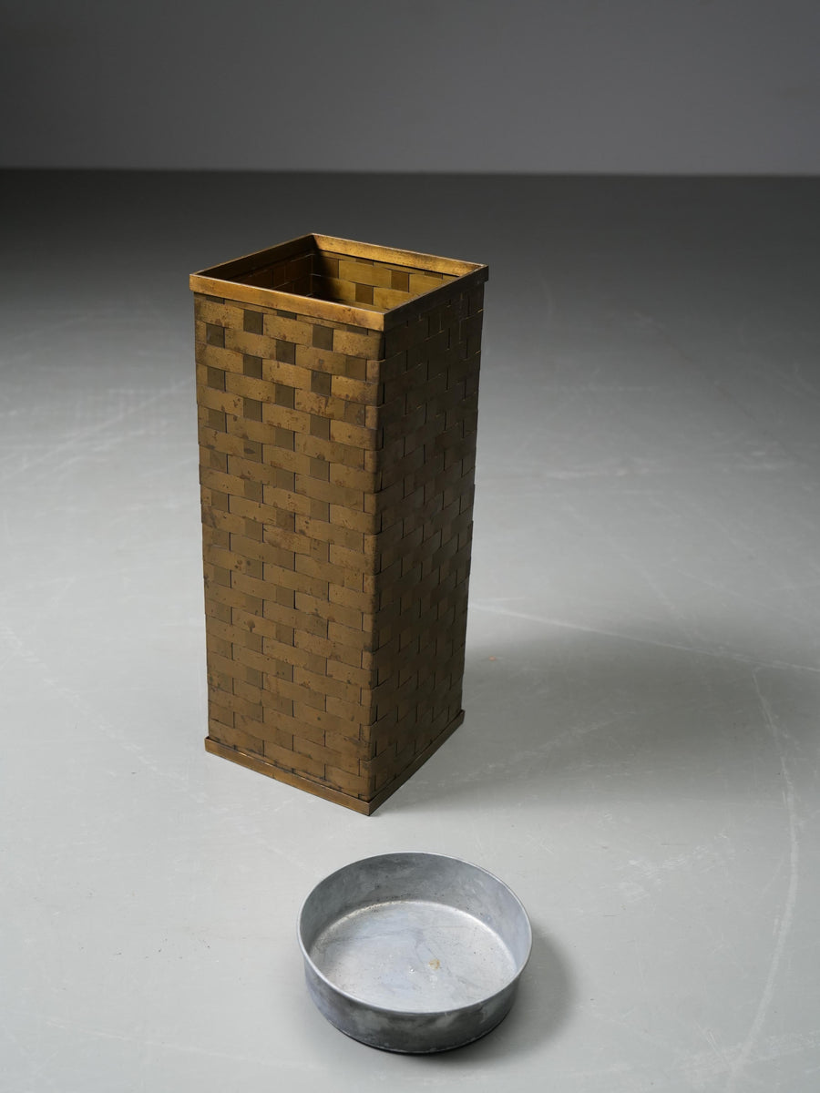 Umbrella Stand in woven Brass, Italy, 1950's