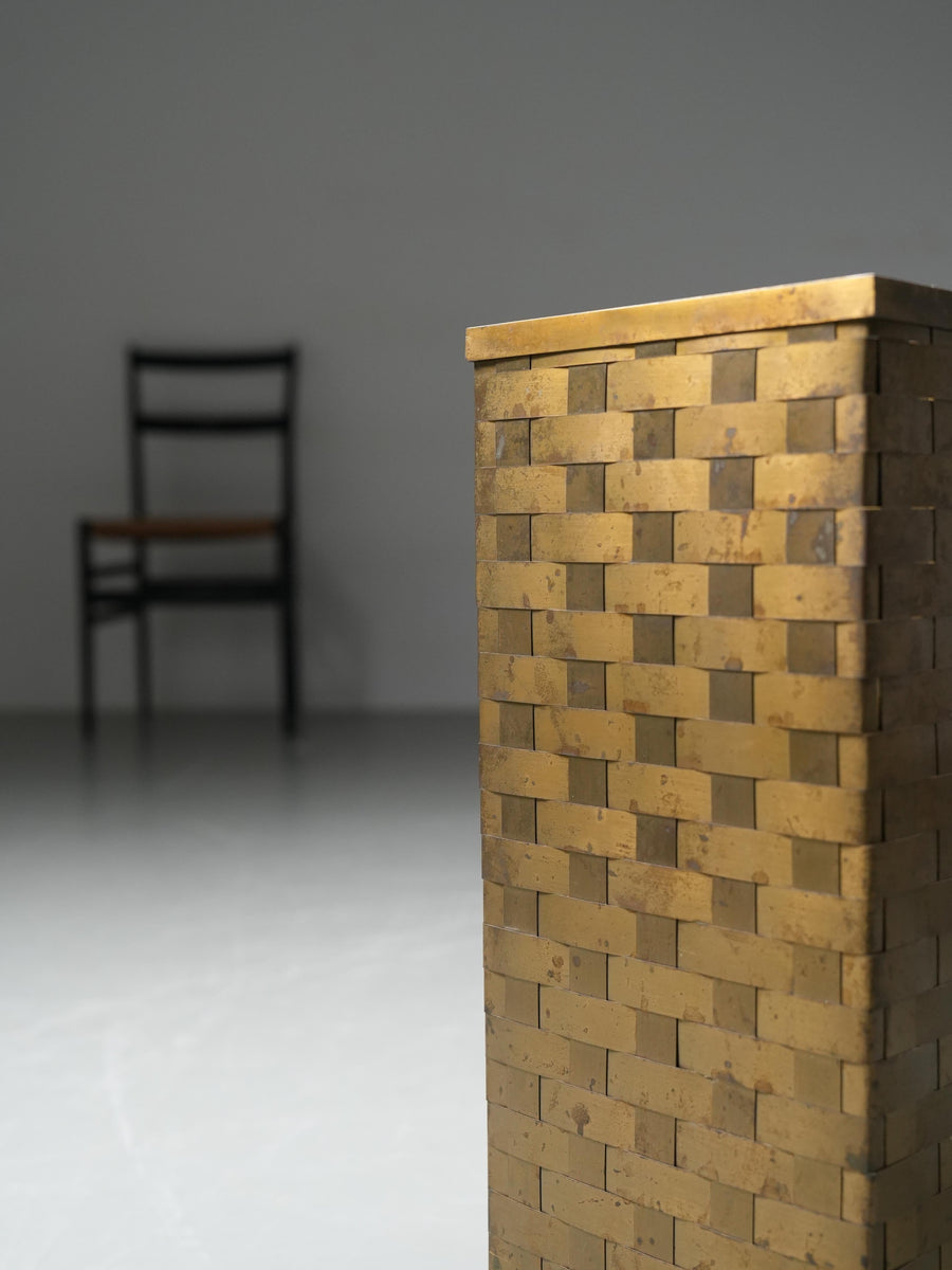 Umbrella Stand in woven Brass, Italy, 1950's