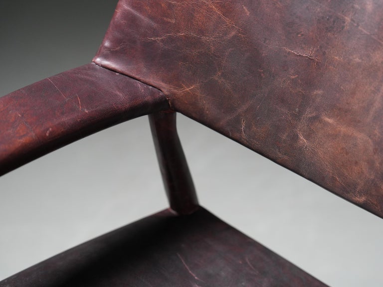 Armchair in Leather and Teak by Larsen and Bender for Willy Beck, Denmark, 1950