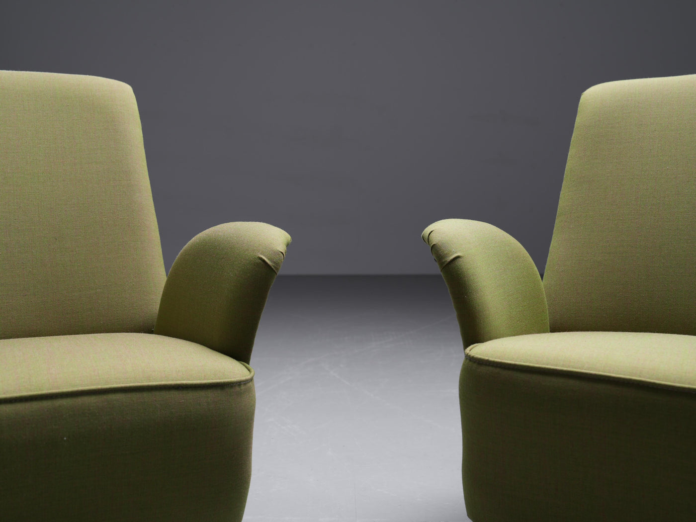 Two Lounge Chairs by Isa Bergamo in Fabric and Brass, Italy, 1950's
