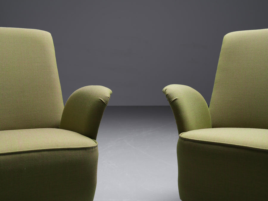 Two Lounge Chairs by Isa Bergamo in Fabric and Brass, Italy, 1950's