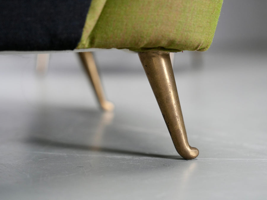 Two Lounge Chairs by Isa Bergamo in Fabric and Brass, Italy, 1950's