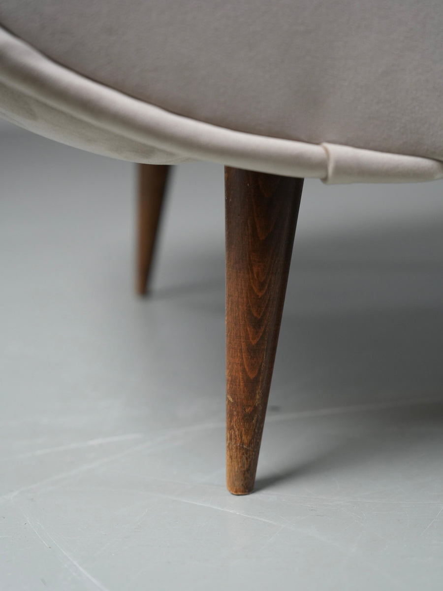 Set of 2 Lounge Chairs in light brown Velvet and Wood, Italy, 1950's
