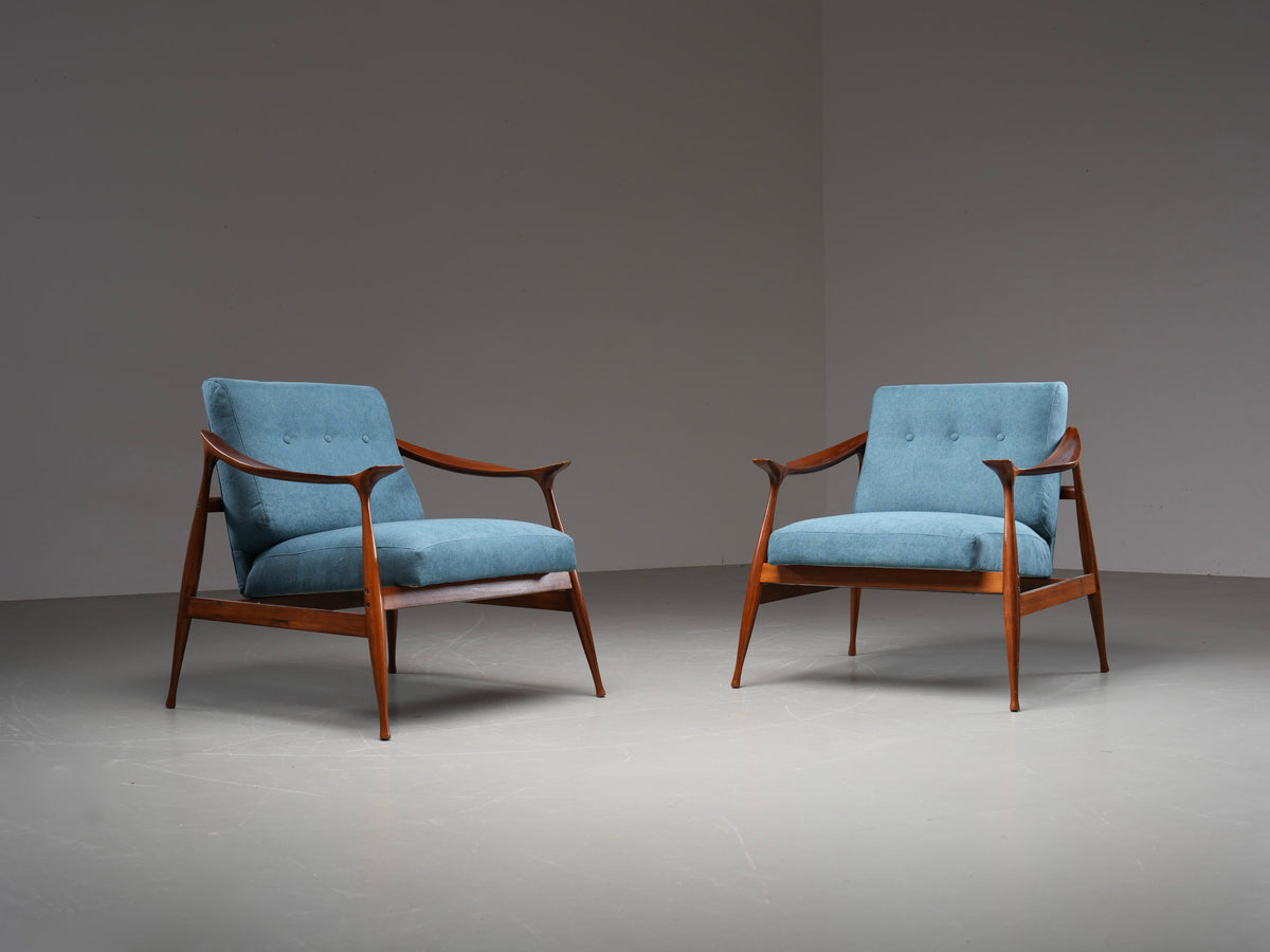 Set of Lounge Chairs in Teak by Ico Parisi for Fratelli Reguitti, Italy, 1950's