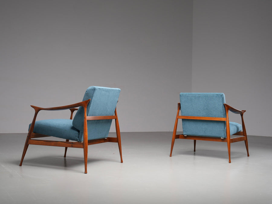 Set of Lounge Chairs in Teak by Ico Parisi for Fratelli Reguitti, Italy, 1950's