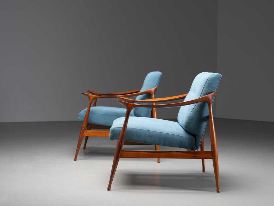 Set of Lounge Chairs in Teak by Ico Parisi for Fratelli Reguitti, Italy, 1950's