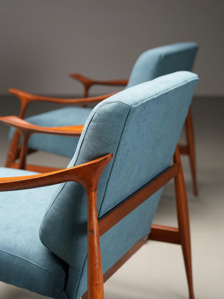 Set of Lounge Chairs in Teak by Ico Parisi for Fratelli Reguitti, Italy, 1950's