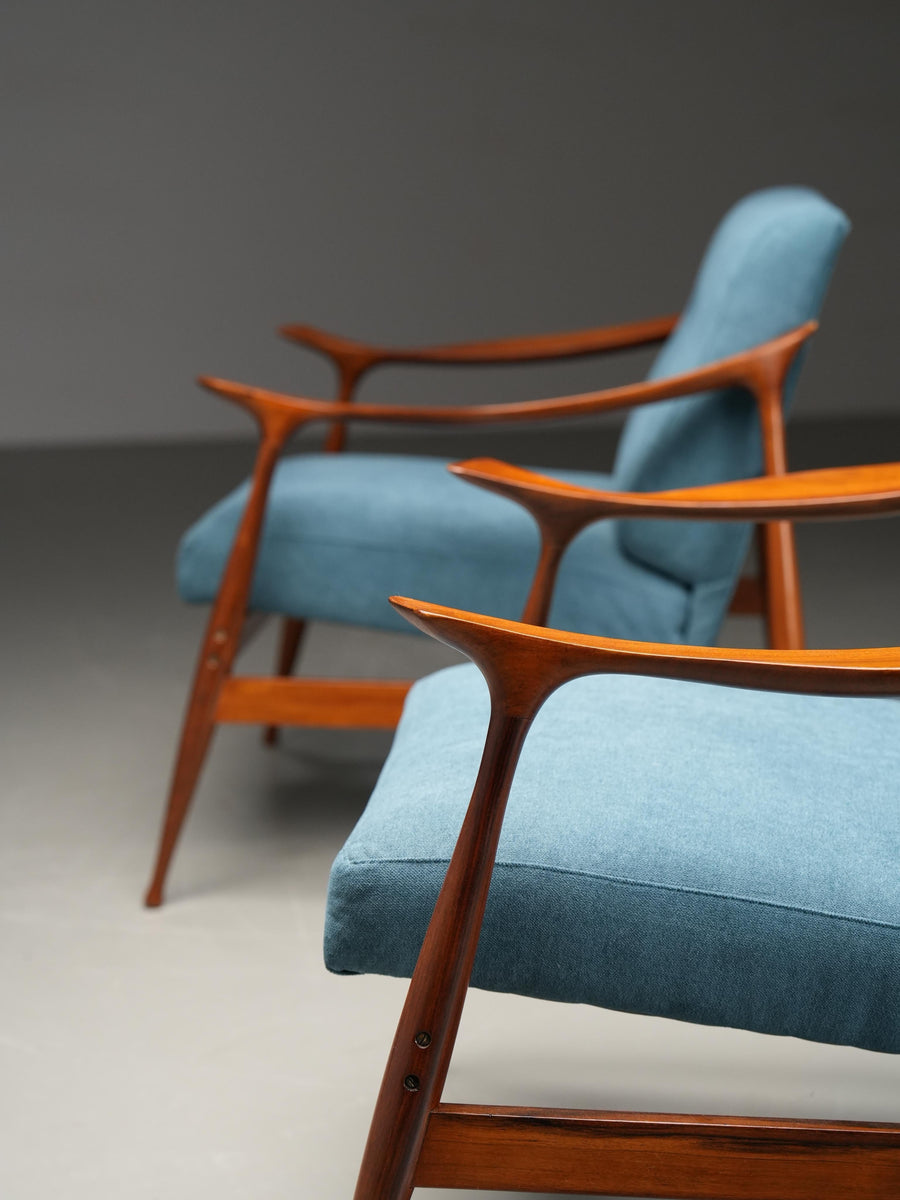 Set of Lounge Chairs in Teak by Ico Parisi for Fratelli Reguitti, Italy, 1950's