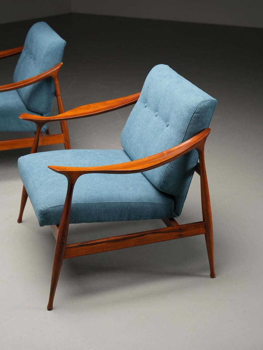 Set of Lounge Chairs in Teak by Ico Parisi for Fratelli Reguitti, Italy, 1950's