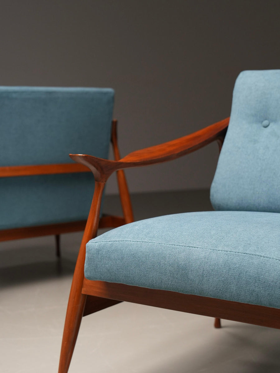 Set of Lounge Chairs in Teak by Ico Parisi for Fratelli Reguitti, Italy, 1950's