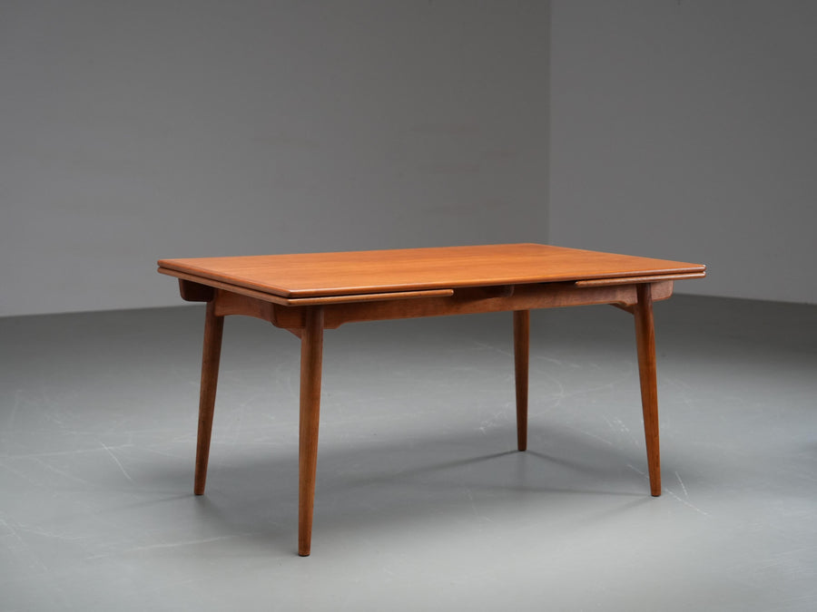 Hans Wegner Teak and Oak Dining Table 312 for Andreas Tuck, Denmark, 1960's