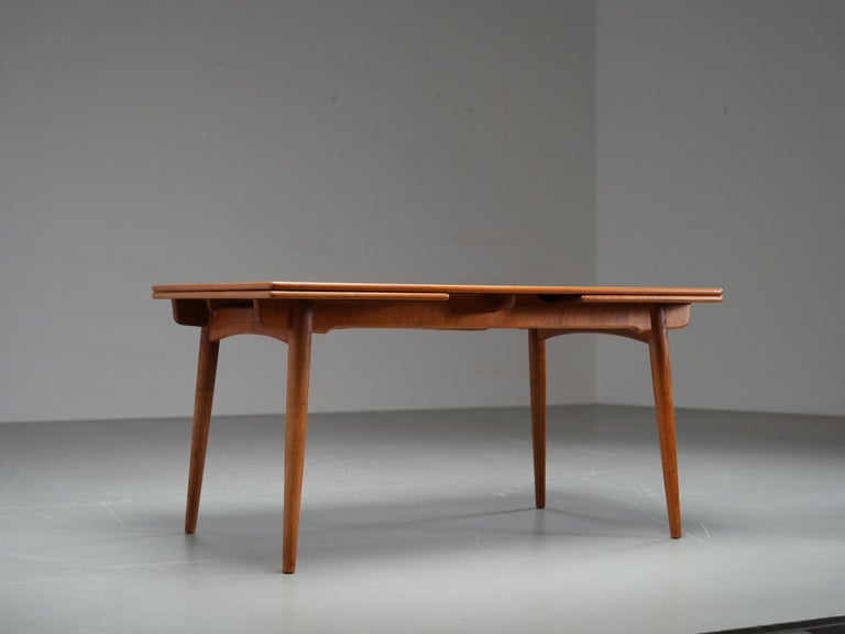Hans Wegner Teak and Oak Dining Table 312 for Andreas Tuck, Denmark, 1960's