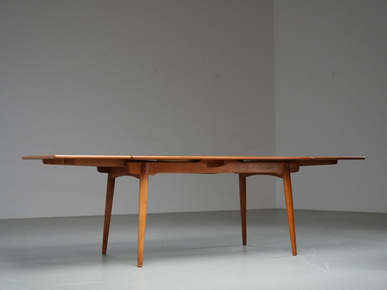 Hans Wegner Teak and Oak Dining Table 312 for Andreas Tuck, Denmark, 1960's